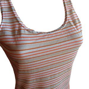 1OF1 Women's Medium Vintage Orange Striped Tank Top Sleeveless Casual Scoop Neck